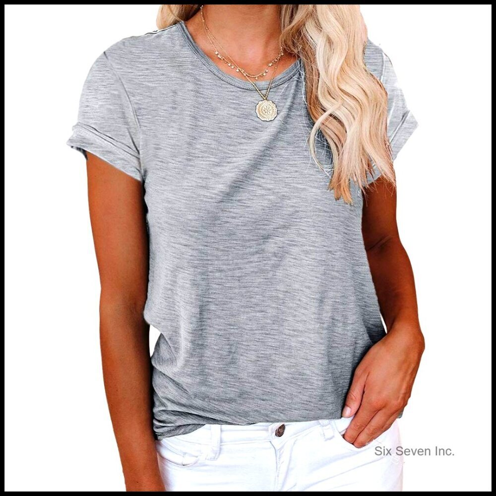 Short Sleeve Crewneck Tee Loose Fit Casual Basic Top Sustainable Fabric